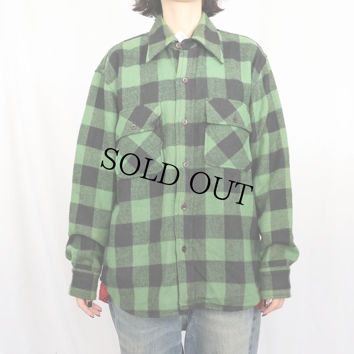 画像2: 70's Sears KINGS ROAD バッファローチェック柄 ウールシャツ M (2)