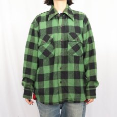 画像2: 70's Sears KINGS ROAD バッファローチェック柄 ウールシャツ M (2)