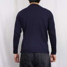 画像3: VINTAGE ウール ガンジーニットセーター NAVY (3)