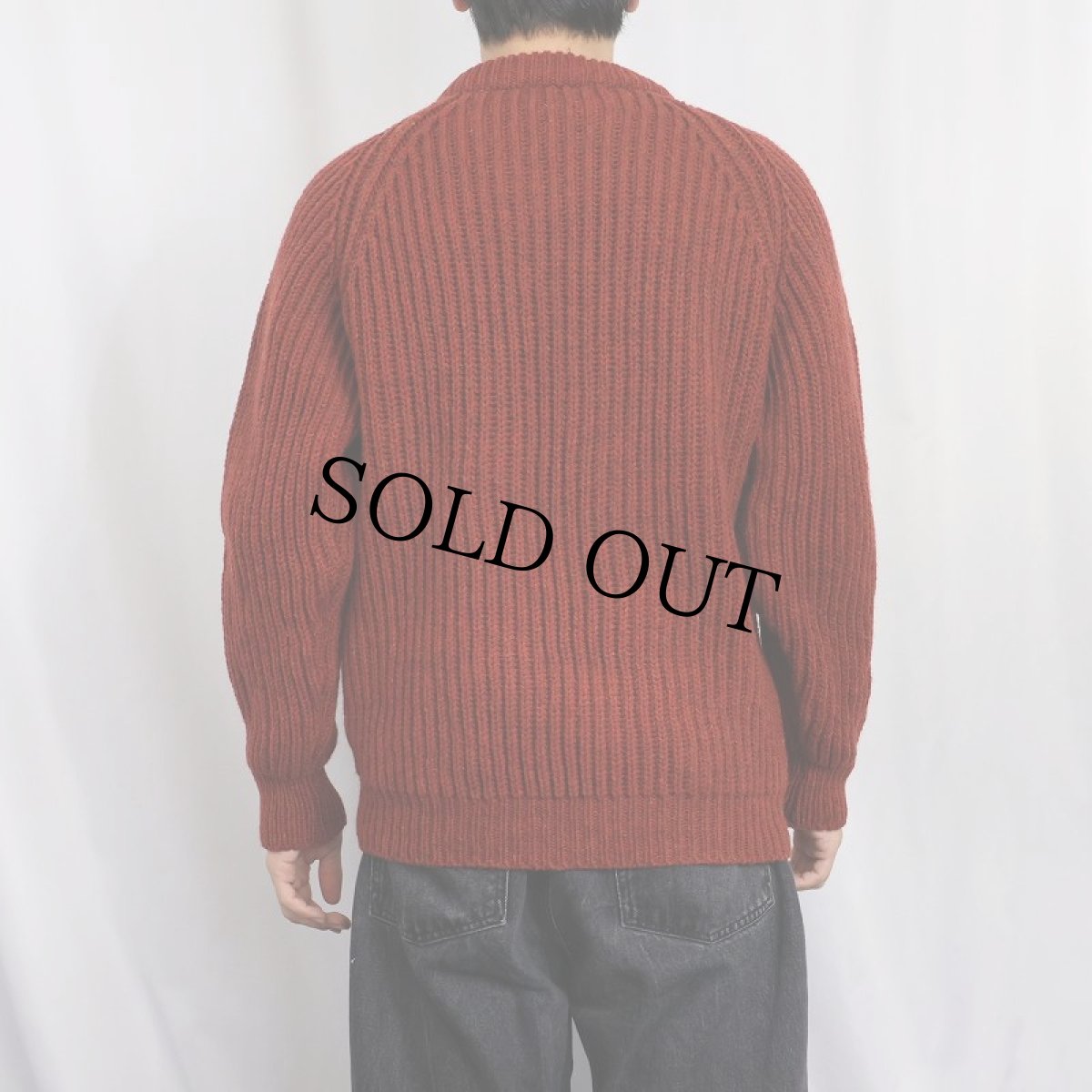 画像3: 90's LANDS' END ENGLAND製 リブ編み ウールニットセーター M (3)