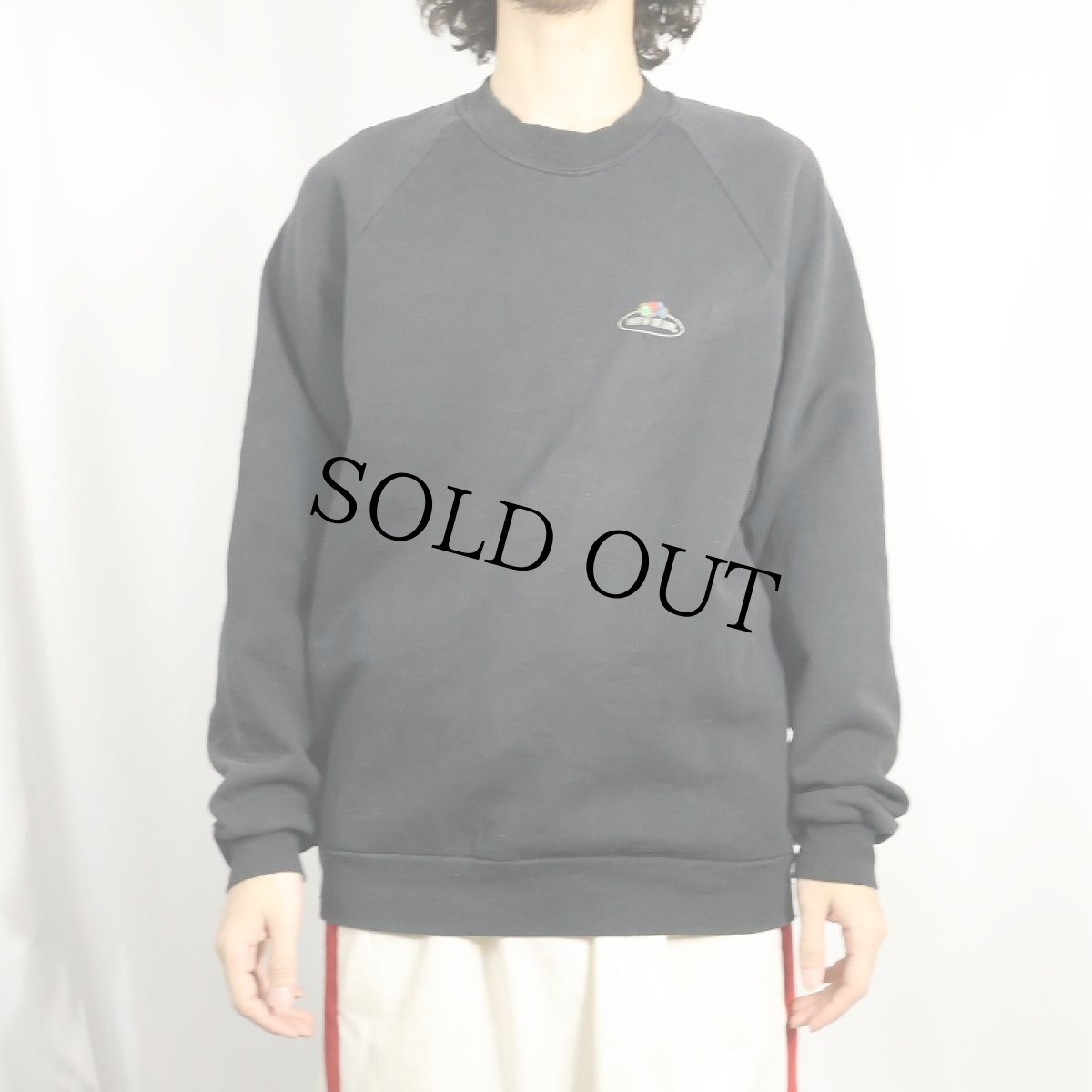 画像2: 90's EURO FRUIT OF THE LOOM ロゴプリントスウェット BLACK XL (2)