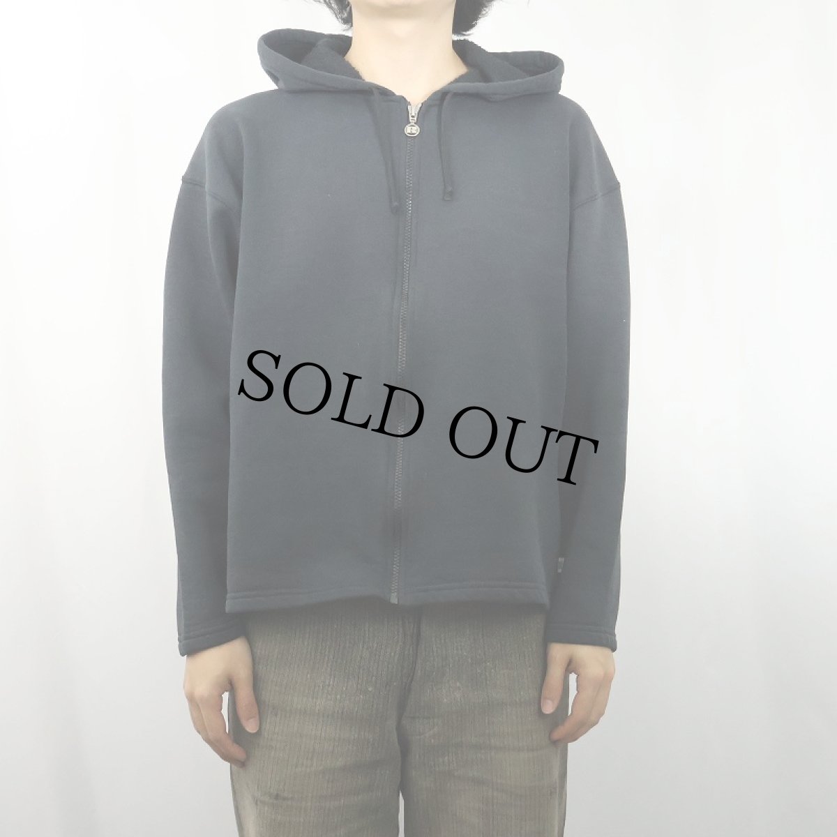 画像2: 90's RUSSELL ATHLETIC USA製 スウェットジップパーカー BLACK L (2)