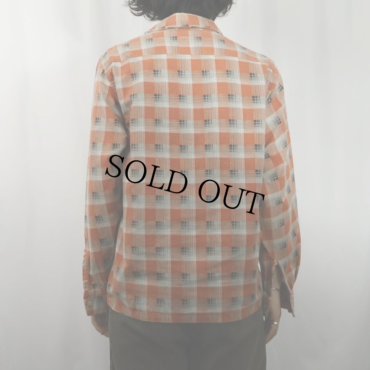 画像3: 60's MYLAN チェック柄 プリントネル オープンカラーシャツ S (3)