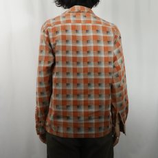 画像3: 60's MYLAN チェック柄 プリントネル オープンカラーシャツ S (3)