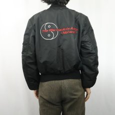 画像6: 民間品 ALPHA INDUSTRIES MA-1 TYPE  "The Martial Arts Action Network" 陰陽刺繍 フライトジャケット MEDIUM (6)