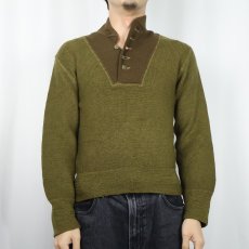 画像2: 40's U.S.ARMY 5ボタン ウールニット ジープセーター SMALL (2)