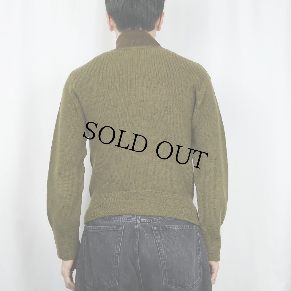 画像3: 40's U.S.ARMY 5ボタン ウールニット ジープセーター SMALL (3)