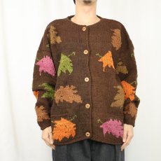 画像2: THE TERRITORY AHEAD 総柄 ウールニットカーディガン XL (2)