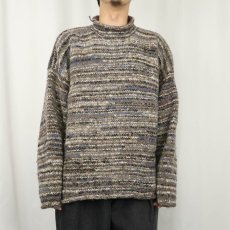 画像2: Ginger Blossom NEPAL製 マルチボーダー柄 ロールネック ウールニットセーター (2)