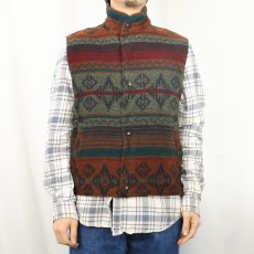 画像2: 80's Woolrich USA製 “NORDIC NAVAJO” 裏キルティング ウールベスト M (2)