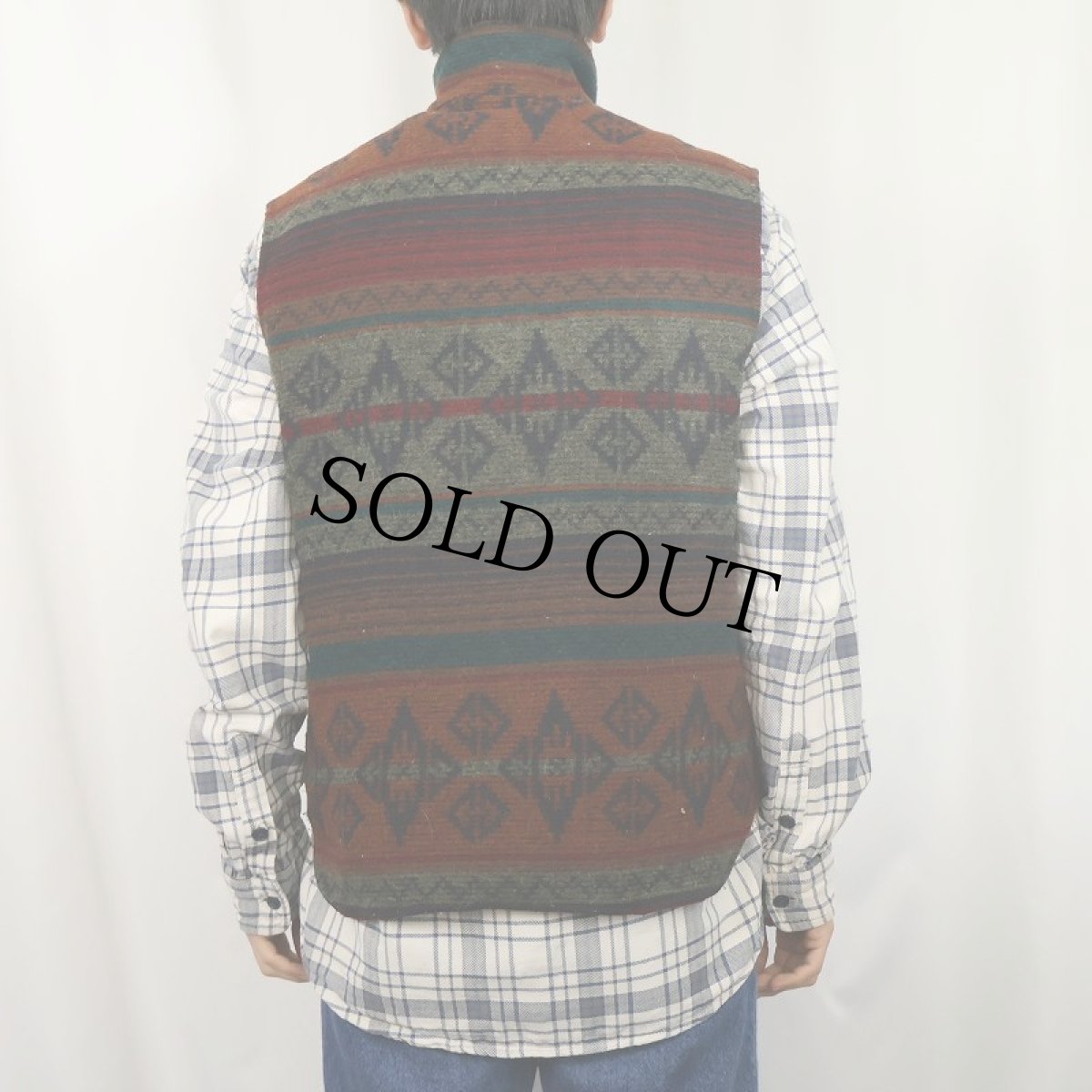 画像3: 80's Woolrich USA製 “NORDIC NAVAJO” 裏キルティング ウールベスト M (3)