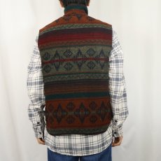 画像3: 80's Woolrich USA製 “NORDIC NAVAJO” 裏キルティング ウールベスト M (3)