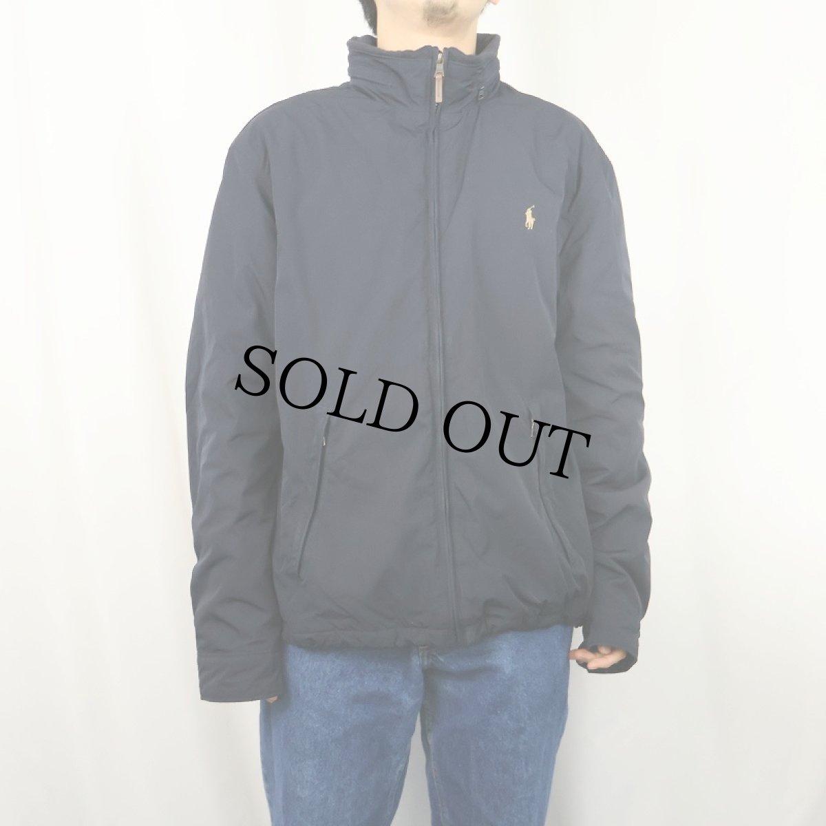画像2: POLO Ralph Lauren 裏フリース 中綿入りジャケット NAVY XL (2)