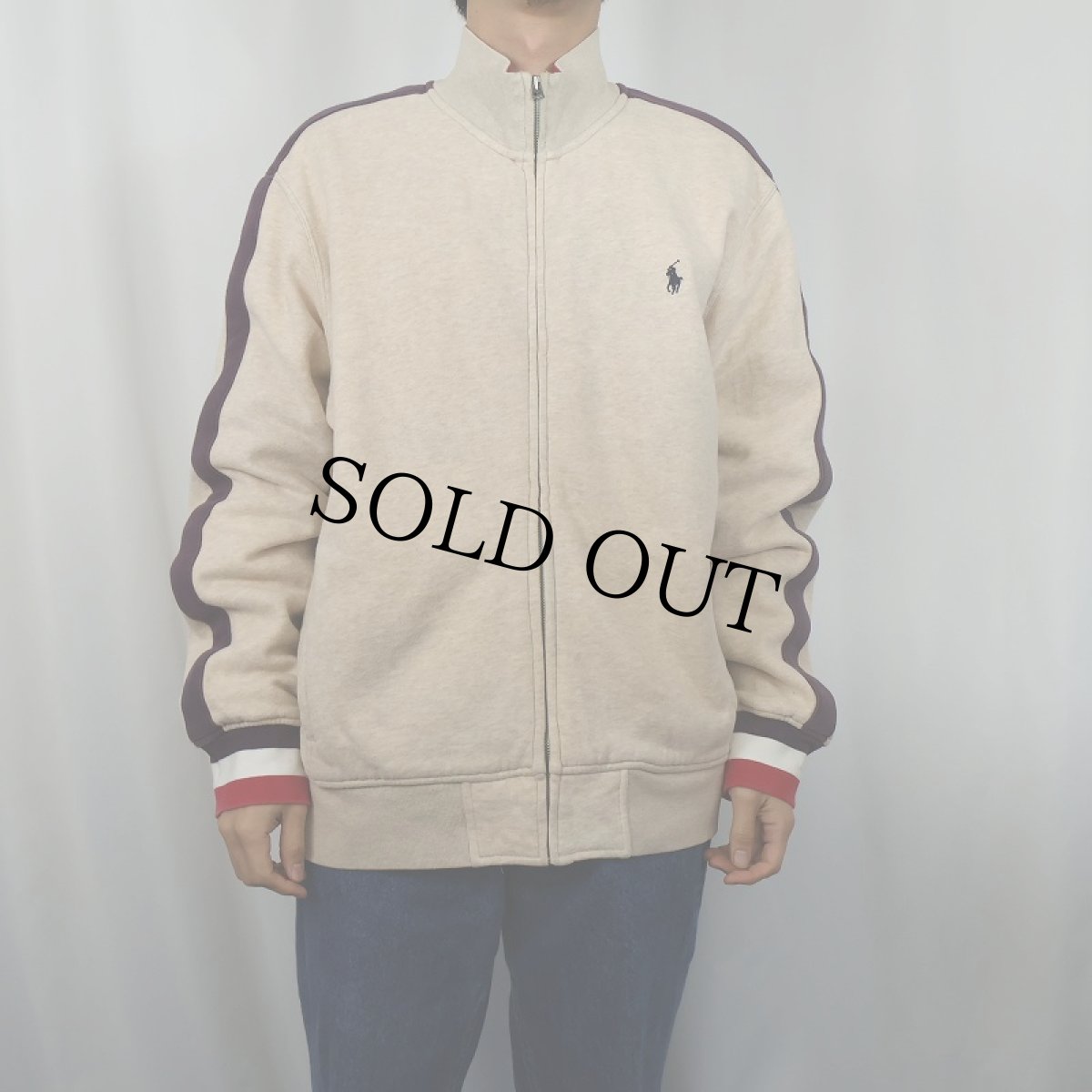 画像2: POLO Ralph Lauren ラインデザイン 裏サーマル スウェットジップジャケット XL (2)