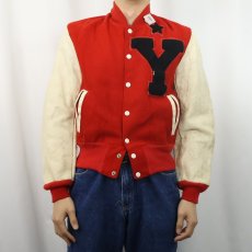 画像2: 50〜60's De Long ウール×レザー スタジャン (2)