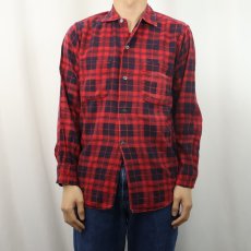 画像3: 60's Sears チェック柄 プリントネルシャツ S (3)
