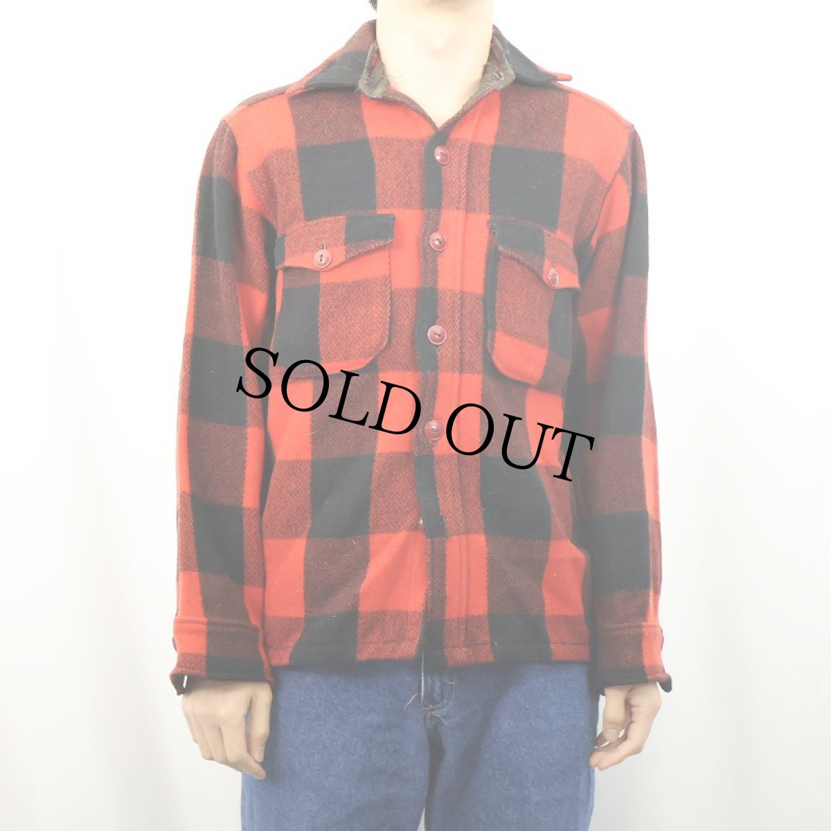 画像2: 60's Woolrich バッファローチェック柄 ウールジャケット SIZE15 (2)
