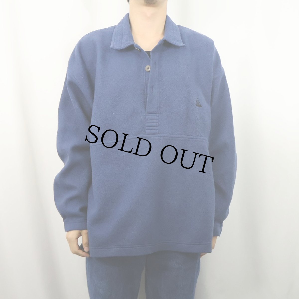 画像2: 90's NIKE ACG ロゴ刺繍 フリースプルオーバーシャツ L (2)