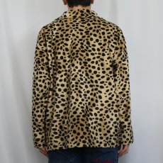 画像3: 90's GOLD RIDER USA製 レオパード柄 フェイクファープルオーバーシャツ (3)