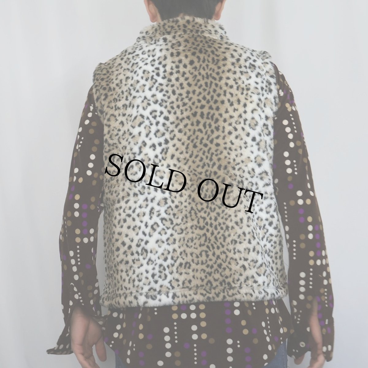 画像3: 90's Cobblestone Canyon USA製 レオパード柄 フェイクファーベスト (3)