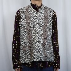 画像2: ハンドメイド レオパード柄 コーデュロイベスト (2)
