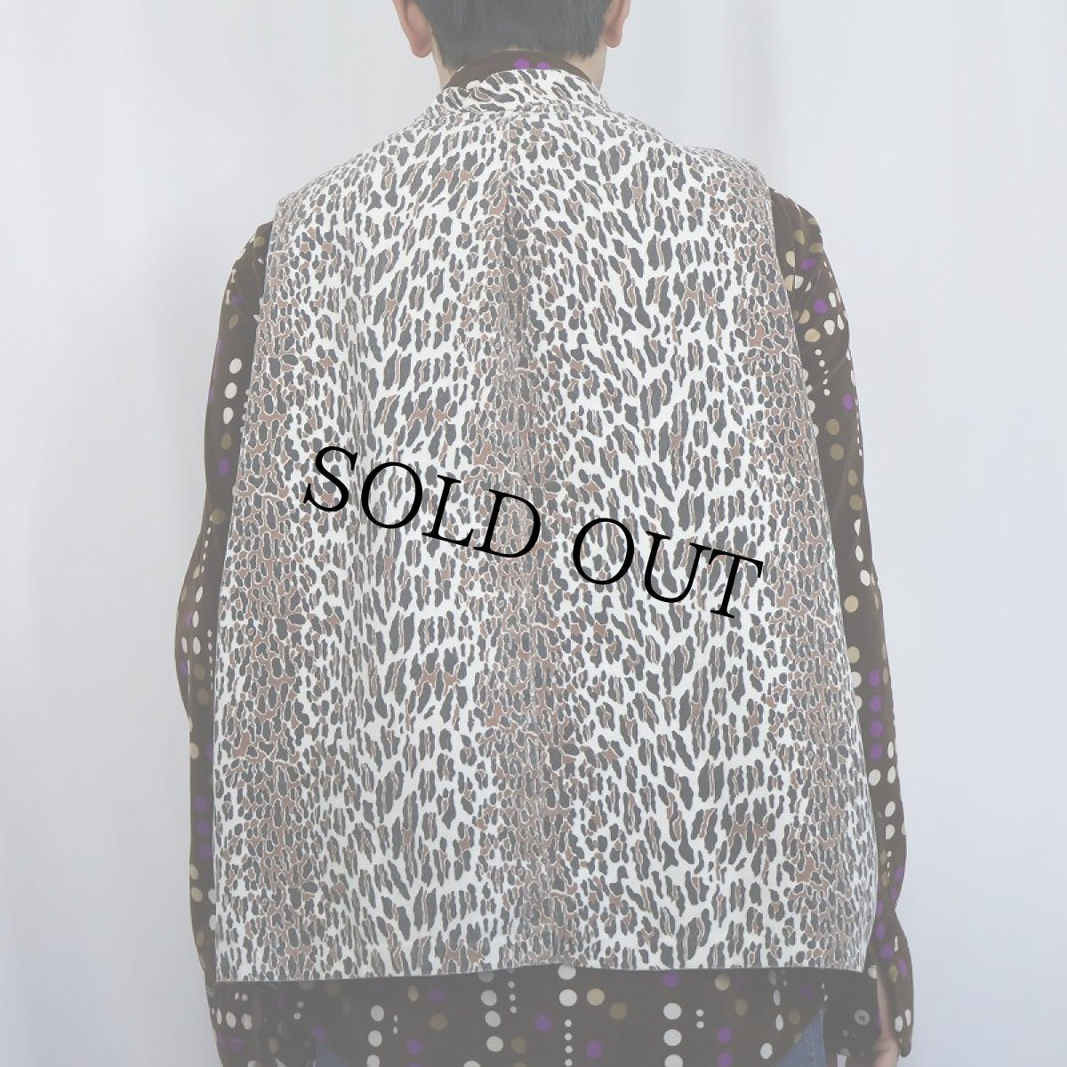 画像3: ハンドメイド レオパード柄 コーデュロイベスト (3)