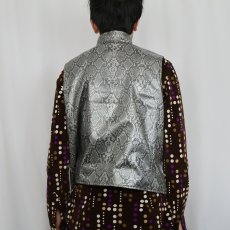 画像3: パイソン柄 フェイクレザー×フリース リバーシブルベスト L (3)