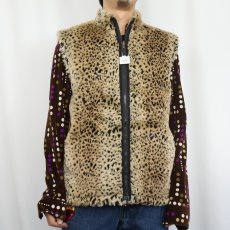 画像2: レオパード柄 フェイクファーベスト M (2)