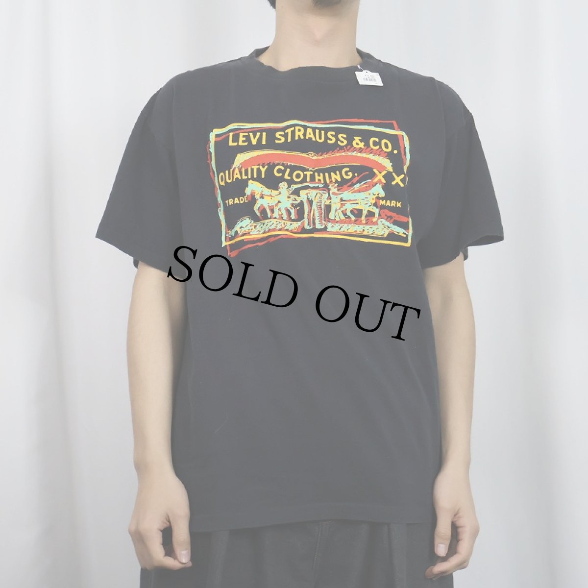 画像2: 80's LEVI STRAUSS＆CO. USA製 ロゴプリントTシャツ BLACK XL (2)