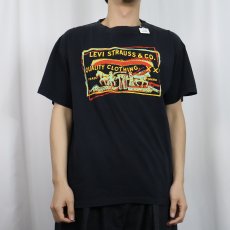 画像2: 80's LEVI STRAUSS＆CO. USA製 ロゴプリントTシャツ BLACK XL (2)