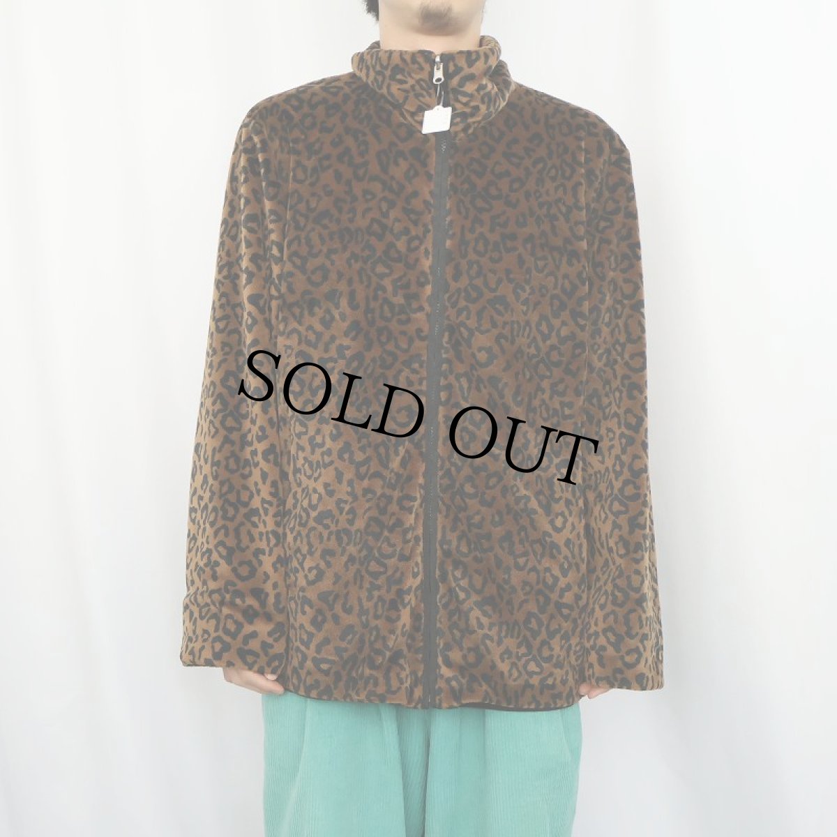 画像3: 80's Marvin Richards レオパード柄 ベロアリバーシブルジャケット XL (3)