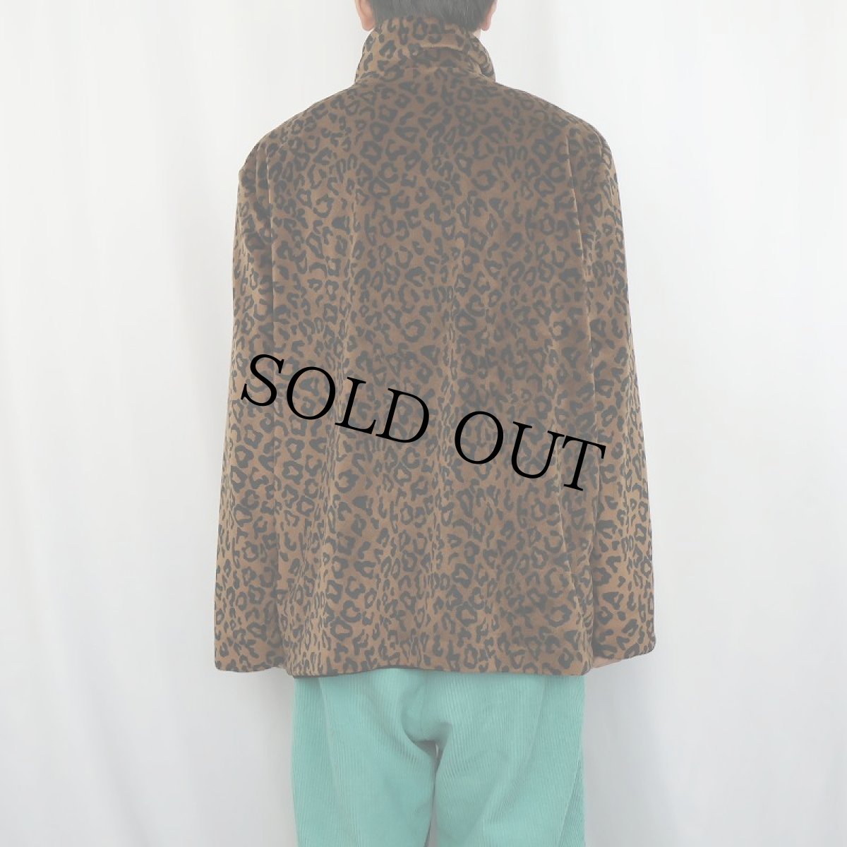 画像4: 80's Marvin Richards レオパード柄 ベロアリバーシブルジャケット XL (4)