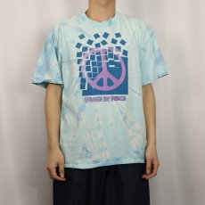 画像2: 90's "PEACE BY PIECE" ピースマーク タイダイプリントTシャツ XL (2)