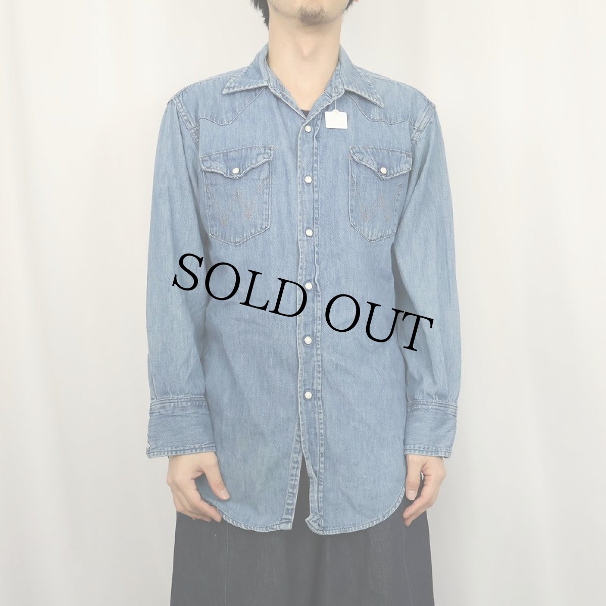 画像2: 70's Wrangler デニムウエスタンシャツ SIZE16-33 (2)