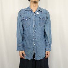 画像2: 70's Wrangler デニムウエスタンシャツ SIZE16-33 (2)