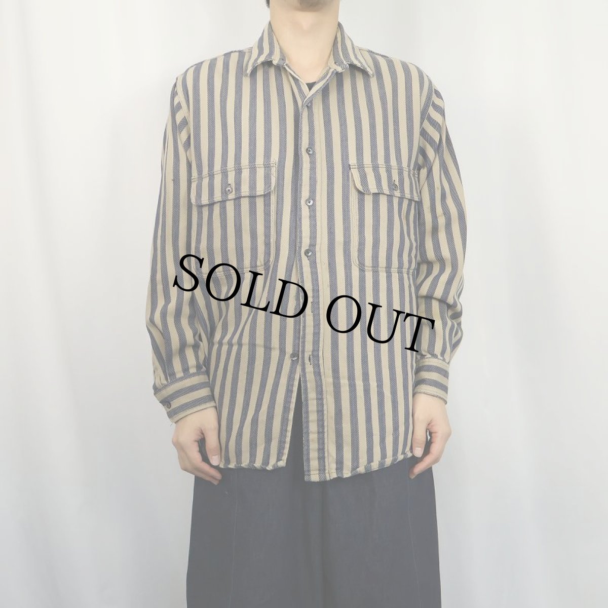 画像2: 90's Eddie Bauer "McKinley Cloth" ストライプ柄 ヘビーネルシャツ (2)