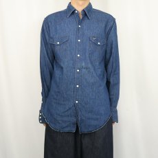 画像2: 80's Wrangler USA製 デニムウエスタンシャツ SIZE16×34 (2)