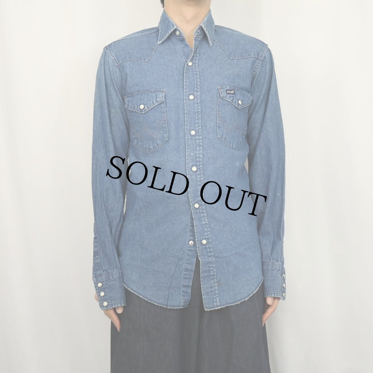 画像2: 80's Wrangler USA製 デニムウエスタンシャツ SIZE15-34 (2)