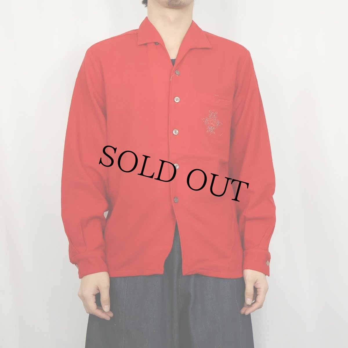 画像2: 50〜60's Sportsman by CAL-MADE ウール イタリアンカラーシャツ M (2)