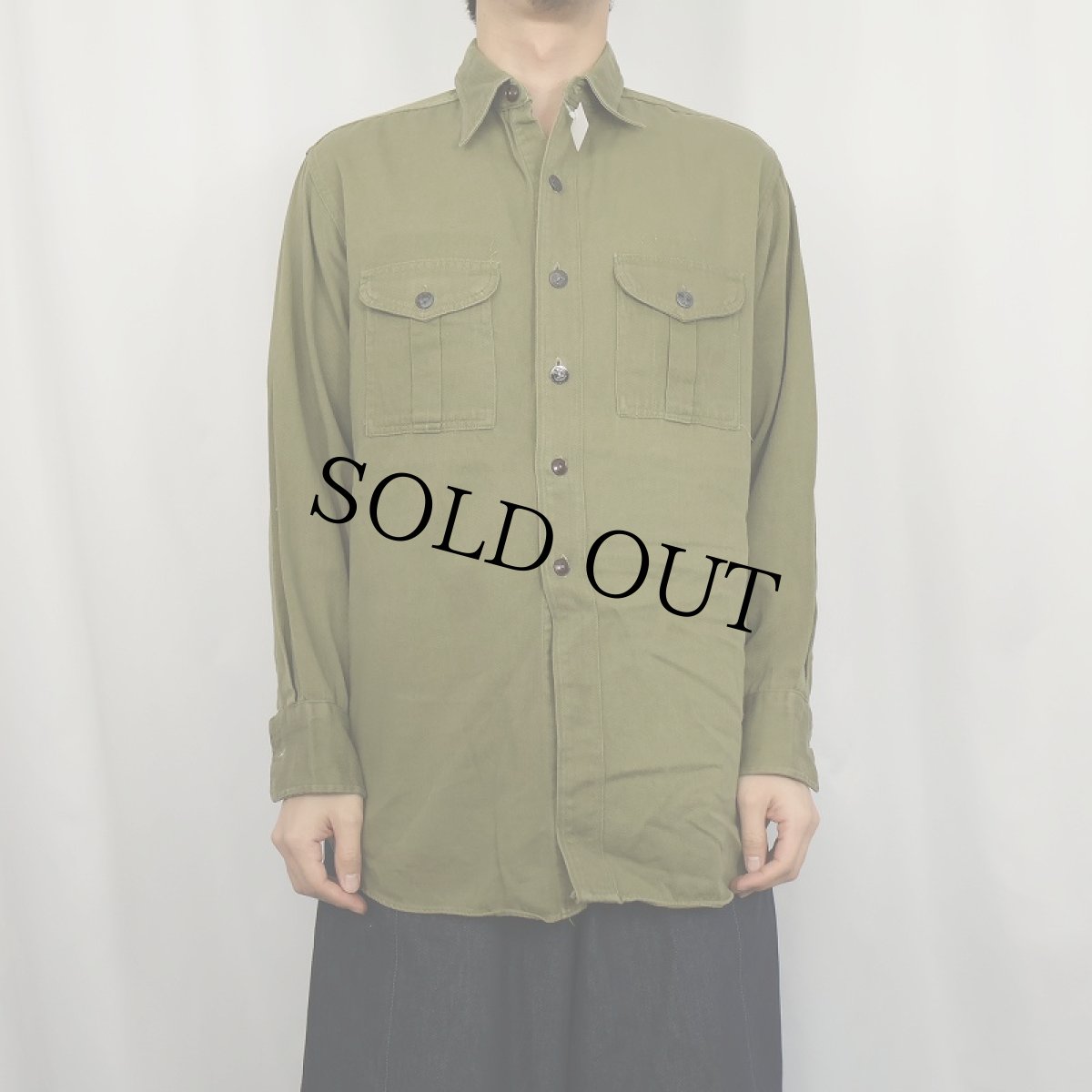 画像2: 50's BOY SCOUTS OF AMERICA マチ付き コットンツイルシャツ (2)