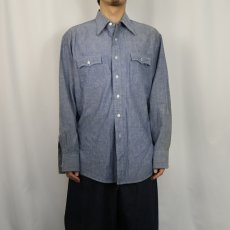 画像2: Cellini Collection シャンブレーワークシャツ L (2)