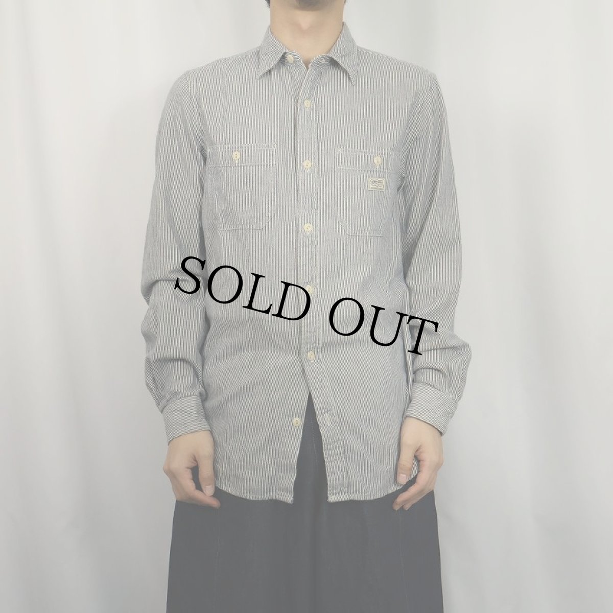 画像2: Ralph Lauren DENIM&SUPPLY ヒッコリーストライブ コットンシャツ M (2)