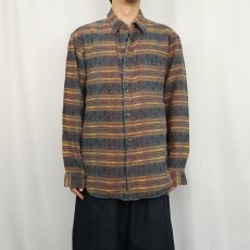 画像2: 90's THE TERRITORY AHEAD ボーダー柄 コットンシャツ L (2)
