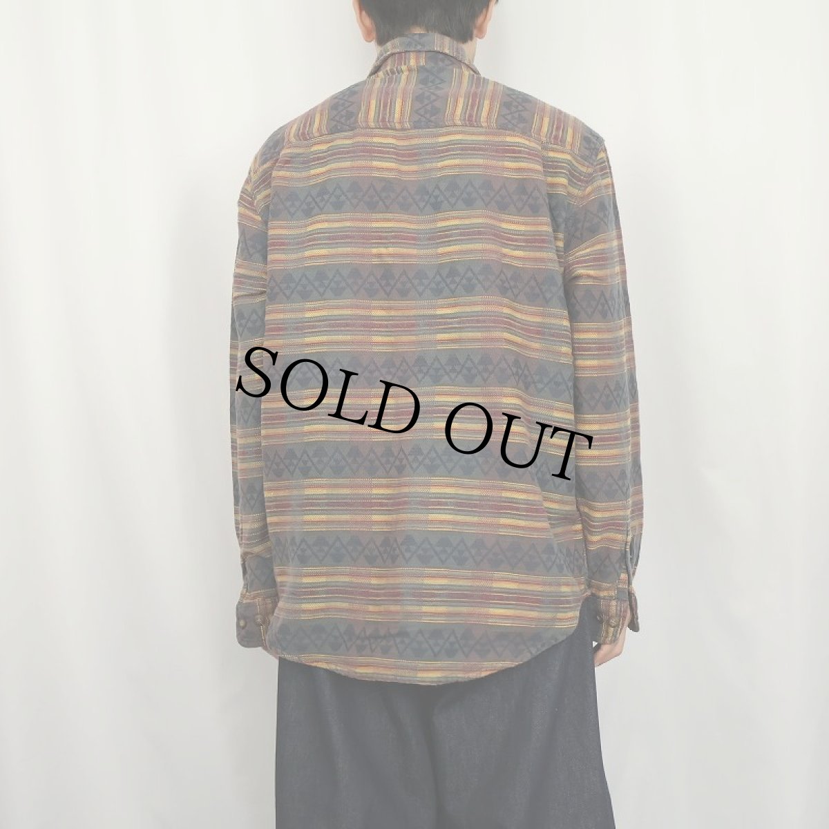 画像3: 90's THE TERRITORY AHEAD ボーダー柄 コットンシャツ L (3)