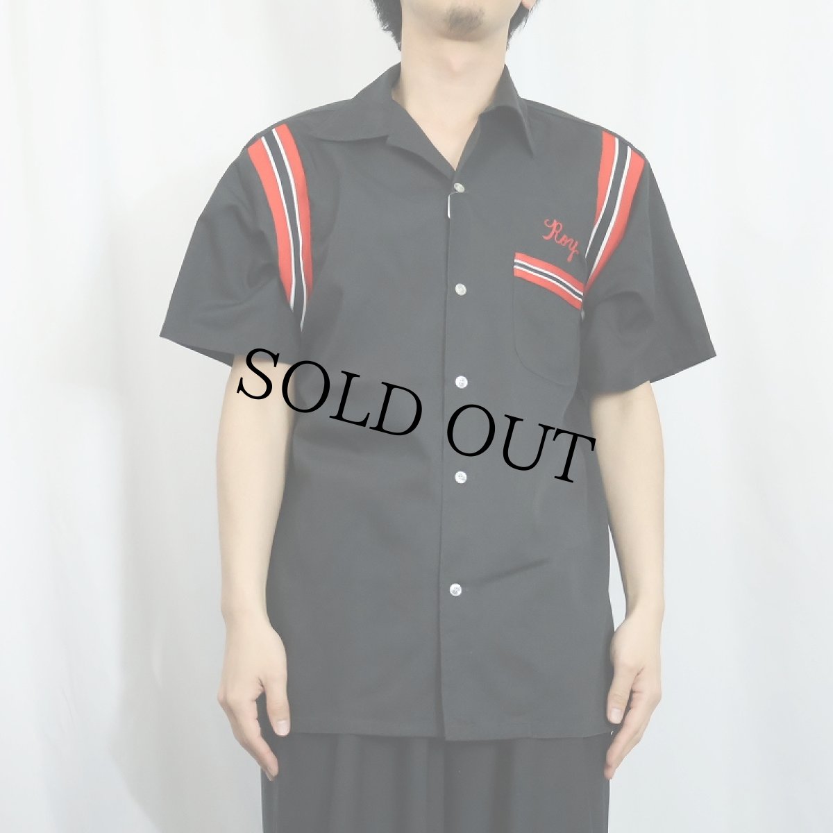 画像3: 70's Hilton USA製 "Clay's Barber Shop" チェーン刺繍 コットンボウリングシャツ BLACK L (3)