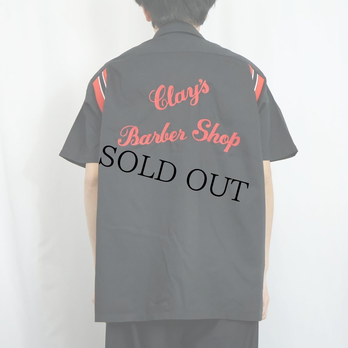 画像4: 70's Hilton USA製 "Clay's Barber Shop" チェーン刺繍 コットンボウリングシャツ BLACK L (4)