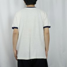 画像3: 60〜70's FORD DESTROYER 染み込みプリント リンガーTシャツ L (3)