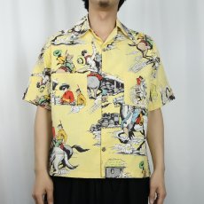 画像2: 40's〜 カウボーイ柄 コットンアロハシャツ (2)