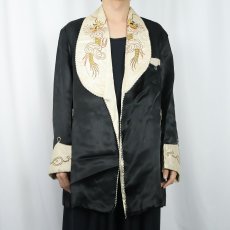 画像2: 50〜60's 龍刺繍 スカガウン BLACK L (2)