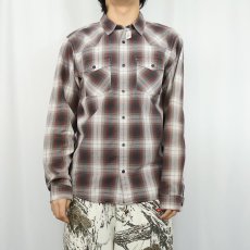 画像2: 2011AW Patagonia オンブレーチェック柄 コットンウエスタンシャツ M (2)